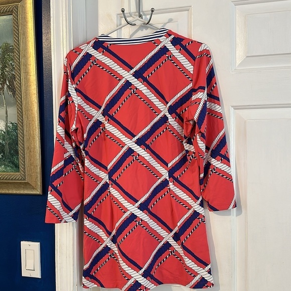 Women’s J. McLaughlin Red, White & Blue V Neck Nautical Rope Design Tunic Sz L - Picture 6 of 9